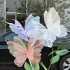 Fleurs décoratives 50 cm papillon artificiel Gauze Gauze en plein air Fake Wedding Party Decoration Pographie accessoires 3D Fil de soie