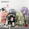 Bolsas escolares 5pcs/set kawaii mochila coreana knaps mack mochila garota de grande capacidade para bolsa de tração de tração