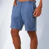 Summer Fashion Mens Linen Shorts Men Cotton Beach Short Wild Leisure Loose Solid Cargo Shorts for Men Sweatshorts 240419