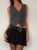 Damesvesten yoawdats dames zomerse pinstripe tanktops mouwloze v nek knop cami outparty gilet casual streetwear esthetische kleding