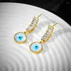 Pendientes de sementales 316L Fashion de acero inoxidable Joyería fina Cristal Varela natural Incorporación Cirón completo colgantes de ojos azules para mujeres