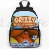 Backpacks Grizzy and the Lemmings Backpack Girls Boys School Sac Sunlight Grizzly Bear Sac à dos Étudiants Cartoon Rucksack Travel Mochila