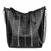 Sac vintage femmes rivet épaule grande capacité patchwork seau femelle crossbodybag handbag de qualité cuir shopper sacs