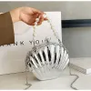 Shell Gold Silver Acrylic Seashell Shape Women's Handbags Pearl Chain Clutch Wedding Evening Bag Lady Shell Shoulder Crossbody Bag