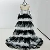 Abiti da festa in bianco e nero abito da sera in bianco e nero per donne eleganti vera immagine senza maniche organza occasioni speciali balli di lusso in pizzo