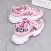 Casual schoenen 2024 Trend dames sneakers slangenhuid dikke roze voor vrouwen lederen veter sport big size 41