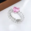 Cluster Rings Luxury For Women Princess Propose Marriage Pink Blue Yellow Heart Cubic Zirconia Ring Romantic Wedding Bijoux