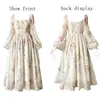 Französisch Elegantes Blumenmidi Kleid Chiffon Langarm Abend Party Kleid Frau Strand Fairy Kleid Koreanisch 2024 Frühling 240410