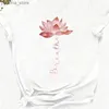 Frauen T-Shirt Plus Size Lotus Graphic Print T-Shirt Shirt Slve Crew Neck Casual Top für Sommer Spring Womens Plus Size Clothing Y240420