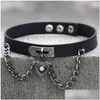 Chokers Choker Skórzany kołnierz dla kobiet Goth Punk łańcuch sier kolor color serce wisiorek harajuku y wegańskie festiwal niewoli biżuteria upuszcza dela dhdqr