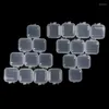 Caschetti per gioielli 20x Mini contenitori da stoccaggio quadrata con coperchio in plastica trasparente per tallone minuscola