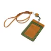 Wallets Luxury Identity Card Badge With Lanyard For Office Work Vegetable Tanned Leather Cowhide Top End Neck Wallet Bus Card Holder