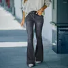 Frauen Jeans Lange Reißverschluss -Denimhosen ausgewirkt HEIL hohe Taille mit schlankem Fit Multi -Taschen Feste Farbe für Streetwear