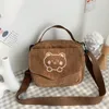 Bag Digerui Kvinnor Canvas Zipper Preppy Style Student Tote Shoulder Messenger Corduroy Satchel Travel Purse Söt