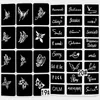 4PCSLOT Sticker Reusable Tattoo Pochans Bookpainting Template Airbrush Glitter Henna Sticch Set Album Fixed Style 240418