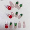 Faux ongles 24pcs Amande Faux Patch à ongles Noël Santa Claus Tree de Noël imprimé faux ongle portable couverture complète artificielle Conseils d'ongle pour fille Y240419 Y240419