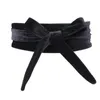 Fashion Women''s Velvet Dress Waist Belts Wide Corset Cinch Belts Ladies Bowknot Self Tie Wrap Around Obi Waist Band Cummerbunds 240410