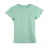 CZ Zhang Franse zoetheid Girls Multi-kleuren Kleine en veelzijdige eenvoudige eenvoudige eenvoudige T-shirt met korte mouwen Womens 10099