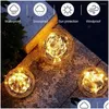 Gräsmattor Solar Garden Light Globe Set för utomhusvattentät knäckt glasboll med laddningsfunktionsljus Ljus belysning DHBBS