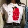 Koszulka damska plus size Maycaur Casual Women T-shirt Nowa zabawna czarna kobieta Top