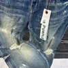 lila varumärkesjeans 2024 Nya designer jeans för kvinnor och män trendiga modebyxor hiphop män jeans orolig rippad cyklist smal fit motorcykel denim för män