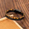 Bracelets de charme Classic Special Le cuir perding bricolage combinaison épissage bracelet de bouton noir en acier inoxydable pour hommes