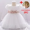 Girl Dresses 2pcs Born Tulle Baby Dress For Girls Toddler Bow Christmas Carnival Gown Short Sleeves Fashion Infant Clothes Holiday Costume