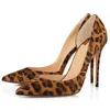 Zapatos de vestir leopardo grano mujer solucionada slip-on taconas de plato de patente punta damas estiletto tacones altos sapatos feminino
