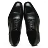 Dress Shoes Business Men's Manne All Balck Oxford Wedding Flat Heel Casual Square Toe echte lederen veterheren maat 45