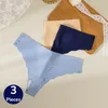 Pantes pour femmes chaudsages 3 pcs set en soie en satin string sans couture de mode à rayures à rayures sexy lingerie sportive wavy edge w-strings