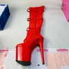 Chaussures de danse Nightclub Pole danse la cuisse longue alt de 20 cm de haut 8 pouces sur la plate-forme de bottes du genou sexy stripper rouge