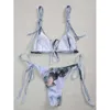 Nuovo costume da bagno cravatta femminile tintura stampata sexy bikini alto costume da bagno diviso