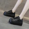 Lässige Schuhe 8cm Kuh echte Leder Chunky Sneakers Mode Frauen vulkanisieren Keilplattform Comfy Pumps gemischte Farbe