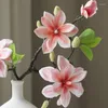 Decorative Flowers 40cm Real Touch Simulation Magnolia Flower With Leaves Chinese Style Arrangement Art Blossom Branch Home Decor