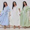 Casual Dresses 2024 Women's Arabic Clothing Diamond V-neck Robe Style Dress