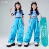 Hip Hop Kids Crop Top Street Dance Blue Cargo Pants Girls Streetwear Lovely Outfits Child Jazz Cheerleader Costumes Clothes Sets 240418