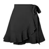 One 2024 Summer Piece Lace Up Half Style High Waist Solid Color Ruffle Edge Short Skirt For Women