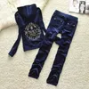 2024 Spring/herfst Velvet Leisure Sportset Juicy cortuur tracksuit dames lange mouw capuchon sweatshirt en broek tweedelig vrouwen joggen pak