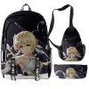 BASS GENSHIN Impact Hutao Studenti della scuola media Primary Girl Girls Backpack 3D Oxford Waterproof Laptop Borse Borse da viaggio per la scuola