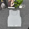 Women's Tanks & Camis Designer 2024 Summer Small Fragrance Metal Label Letter Jacquard Wrapped Waist Hem Elastic Knitted Tank Top for Outerwear and Underwear NAZD