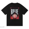 春夏rhudeTシャツ男Tシャツ女性ティースケートボード特大の男性半袖TシャツラグジュアリーブランドメンズTシャツ497