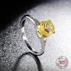 Pierścienie klastra 8x10 mm Jajk Kształt Jajk Czysty żółty kolor Cut 5 Diamond Węglowy 925 Srebrny pierścień