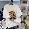 Little Bear Pure Cotton Short-Sleeved T-shirt Kvinna 2024 Summer Dress Ny koreansk version Löst American Retro Slim Half Sleeve Jacket Tide