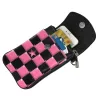 Holders Pink Plaid Tamikered Leather Messenger Flip Phone Sac de voyage Carte de voyage Case de carte de voyage pour dames Messenger Sac de rangement imprimé portefeuille