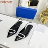 Dress Shoes Pointed Toe Square Diamond Women Pumps Solid Black Silver Slingback Rhinestone Blingbling Kitten Heel Fashion Party