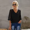 Camicette femminile europea e americana Amazon V-Neck Half Sleeve Ramad Chiffon Shirt