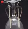 Dangle Earrings Qingmos Metal For Women With White 22 50mm Drop & Long 2.5'' Chain Earring-ear626