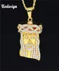 Pendant Necklaces Uodesign HIP Hop Iced Out Crystal JESUS Christ Piece Head Face Pendants Gold Chain For Men Jewelry4493062