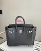 Una borsa classica classica di Birknns in pelle di alta classe in pelle nera argento versatile versatile versatile a grande capacità di grande spalla a croce femminile