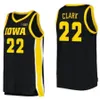 22 Caitlin Clark Jersey Iowa Hawkeyes män kvinnor ungdom college basket tröjor svartvit gul